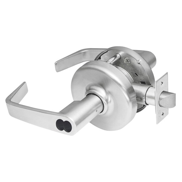 Grade 2 Entrance or Office Cylindrical Lock, Newport Lever, Corbin Russwin 7-Pin LFIC Less Core, Sat